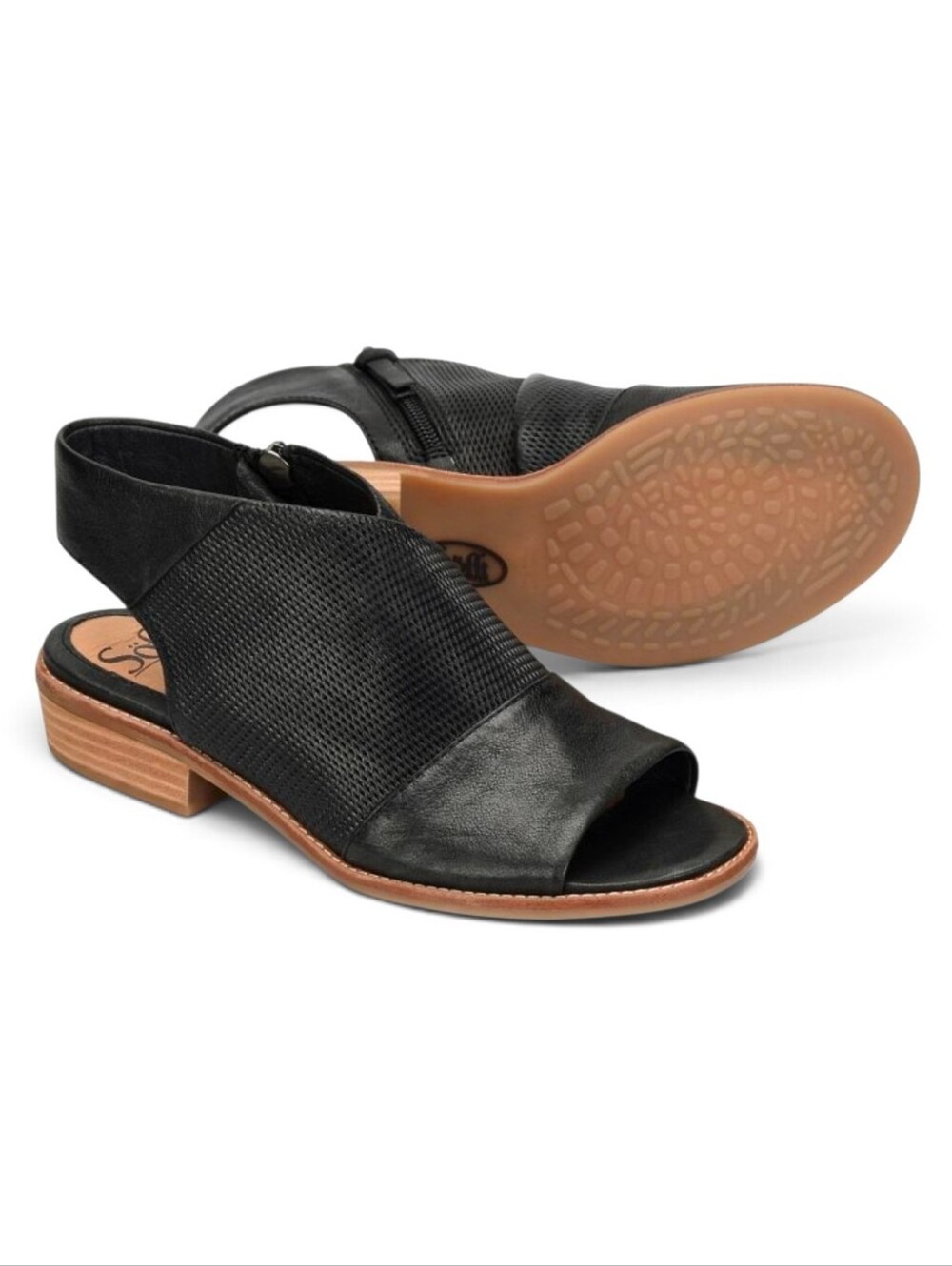 SOFFT Black Natalia Slingback Leather Sandals - Size 10